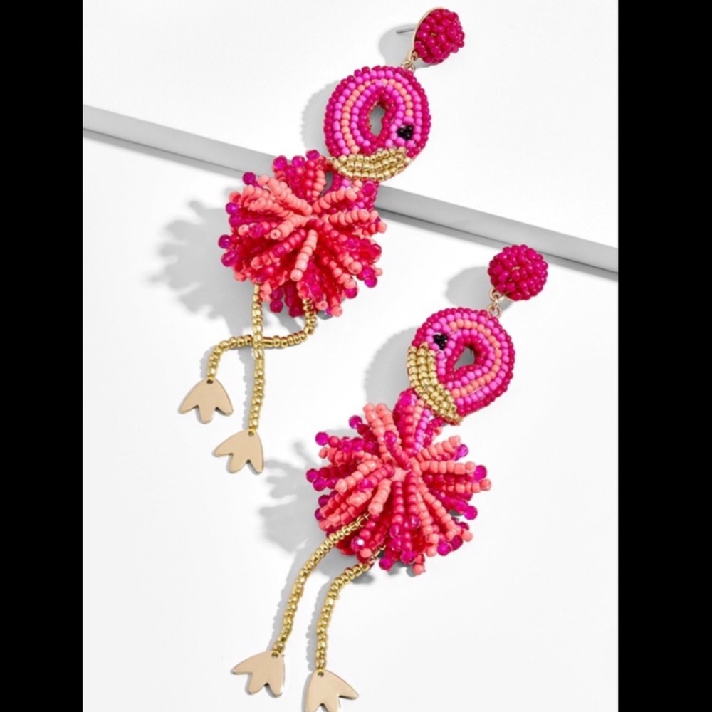 BaubleBar Flamingo Drop Beaded Statement Earrings, NWT RV $50+